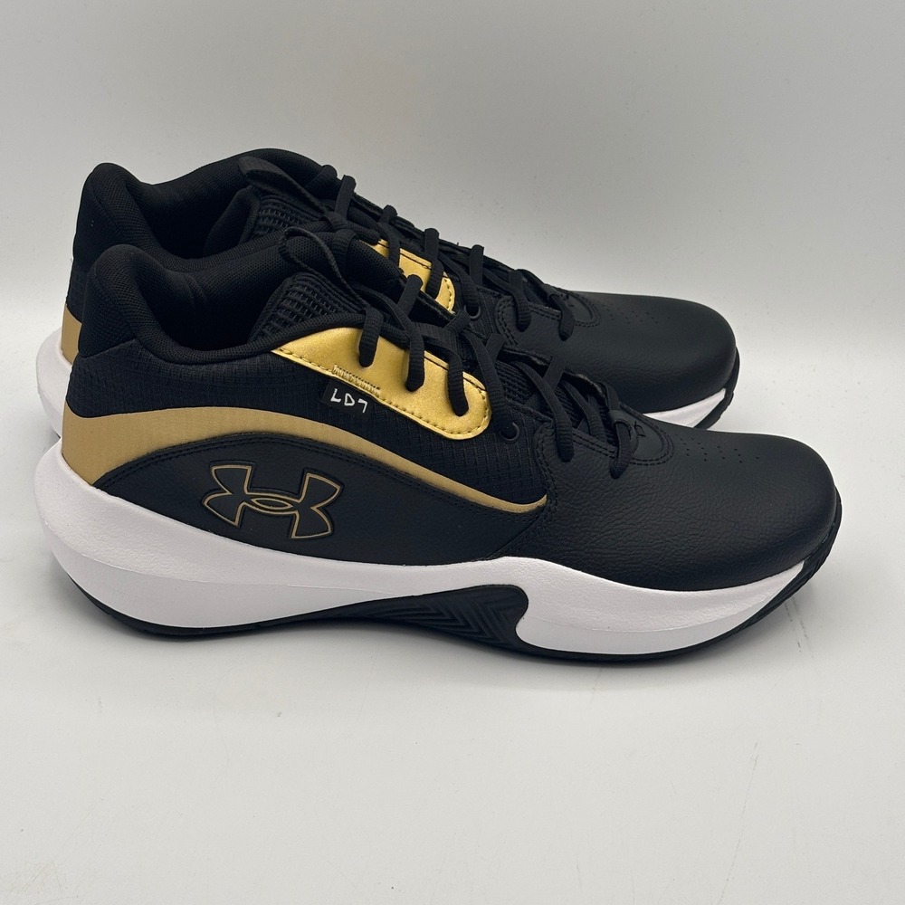 Under Armour Lockdown 7 Shoes Men Size 11 Black Gold Basketball 3028512-001